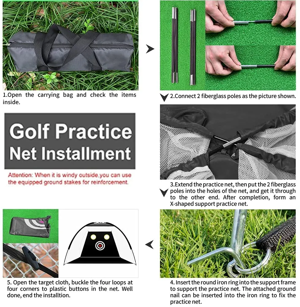 2022 Deluxe Golf Practice Net & Mat Bundle - Free Golf Balls & Tees