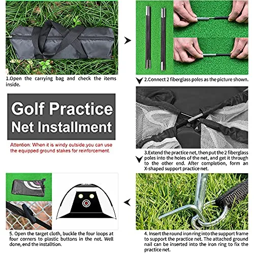 2022 Deluxe Golf Practice Net & Mat Bundle - Free Golf Balls & Tees