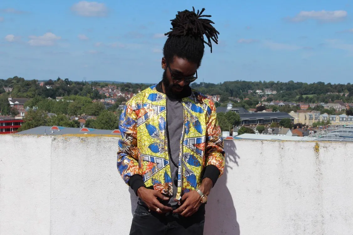 African Print Jacket in Gold Print, Perfect Festival Jacket