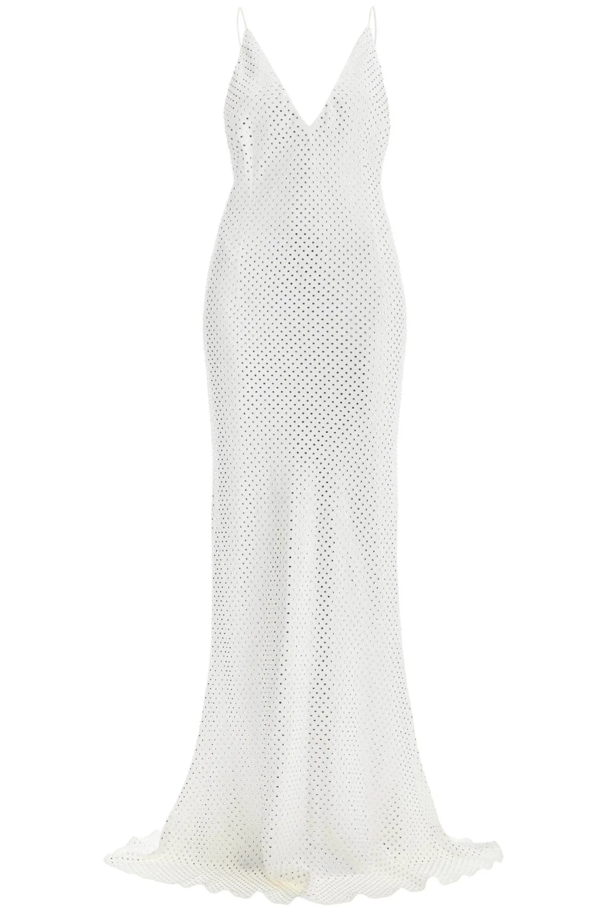 Alessandra Rich Long Cady Slip Dress With Maxi   White