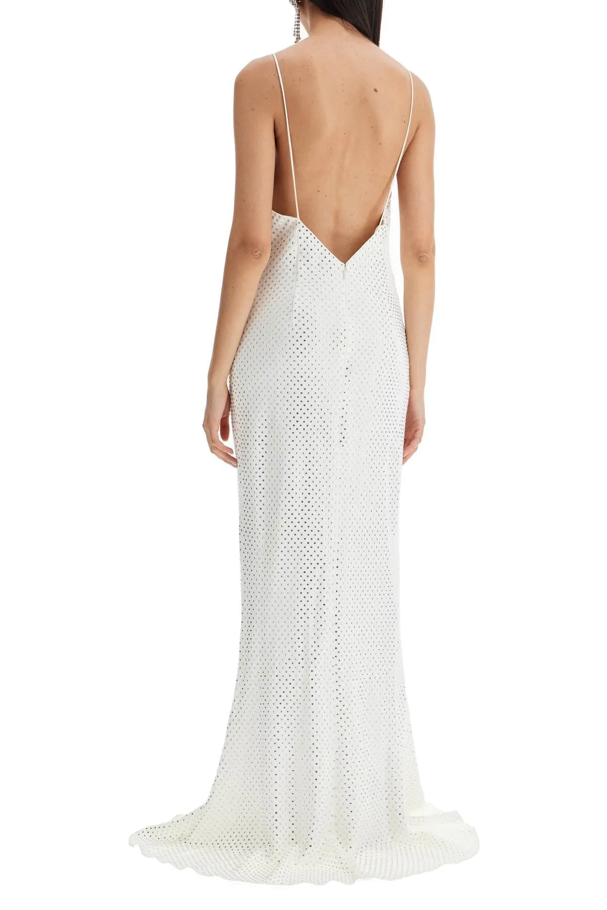 Alessandra Rich Long Cady Slip Dress With Maxi   White