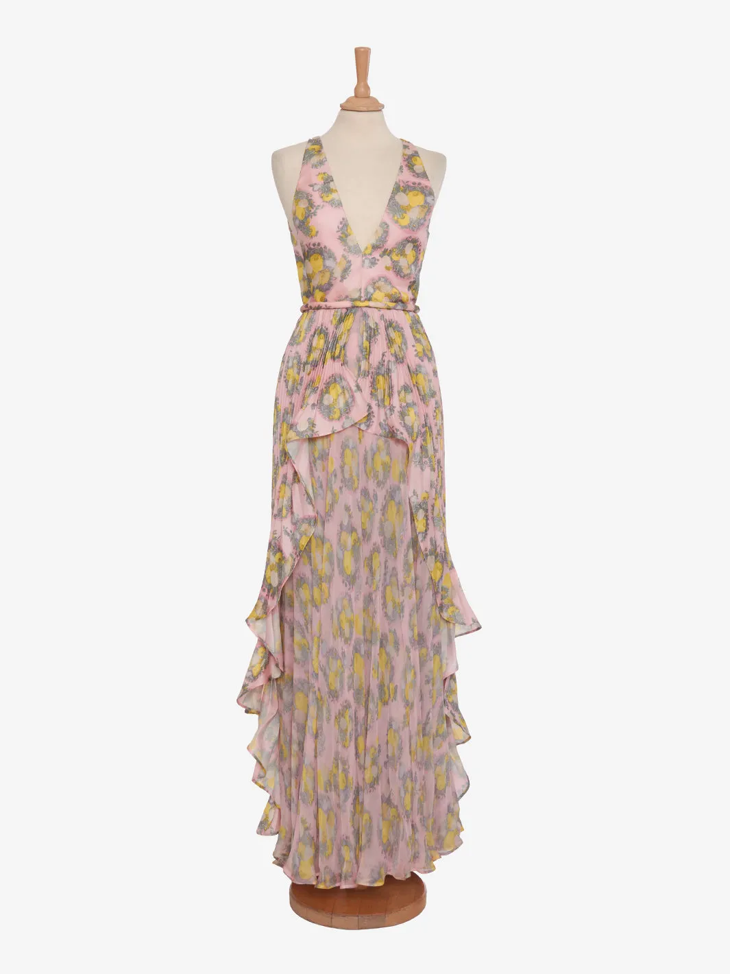 André Laug Floral dress with pleated overskirt