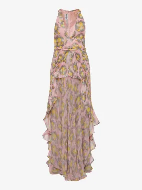 André Laug Floral dress with pleated overskirt