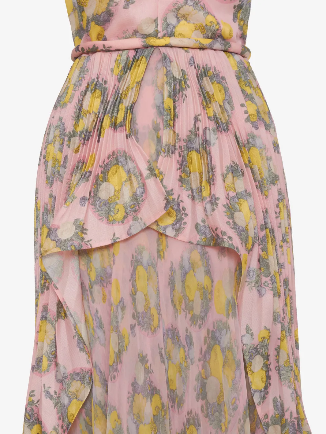 André Laug Floral dress with pleated overskirt