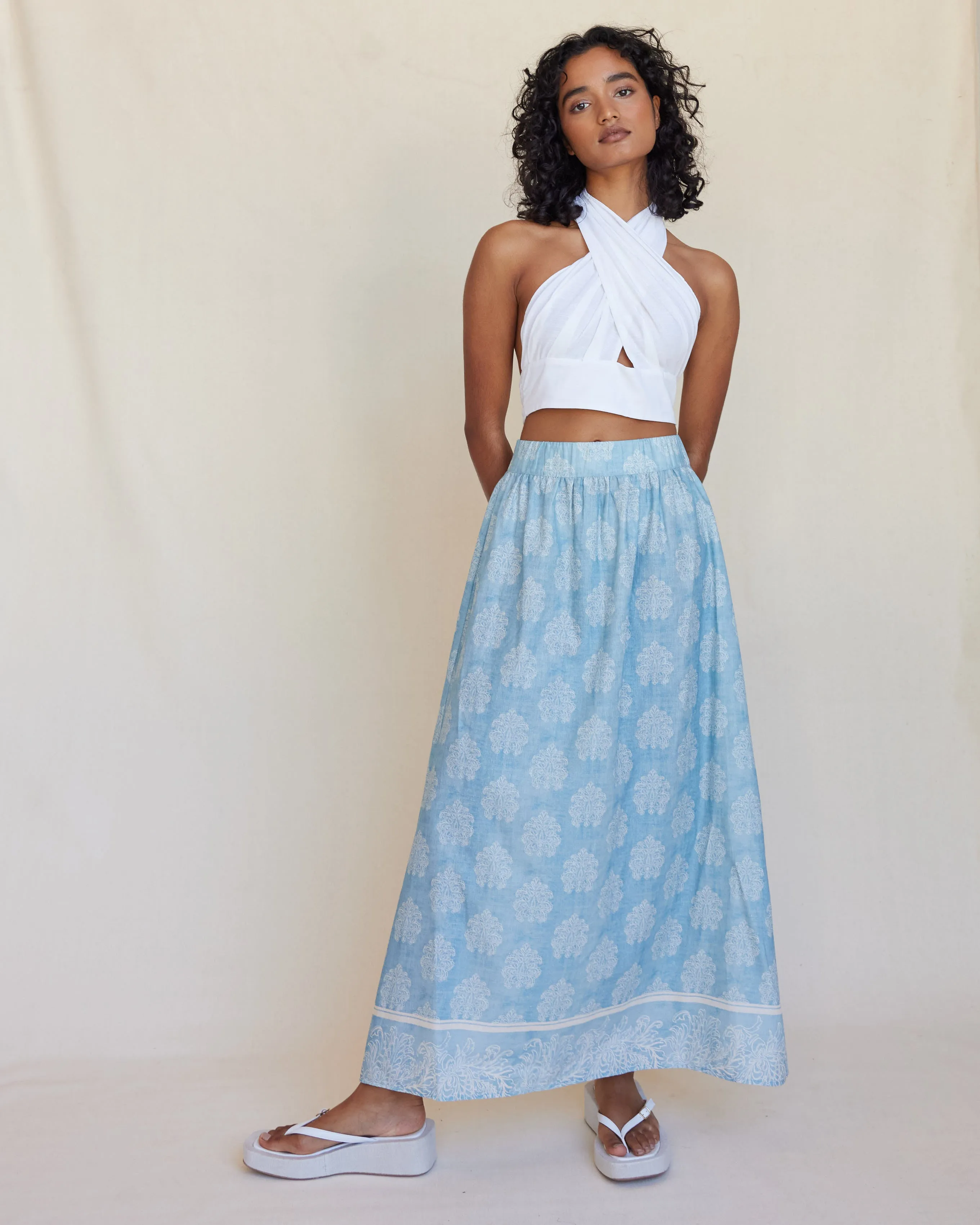 Anjali Linen Maxi Skirt