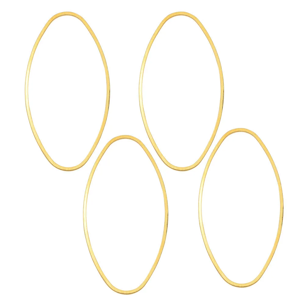 Beadable Open Frame Link, Ellipse Oval 40x20mm, Gold Tone (4 Pieces)