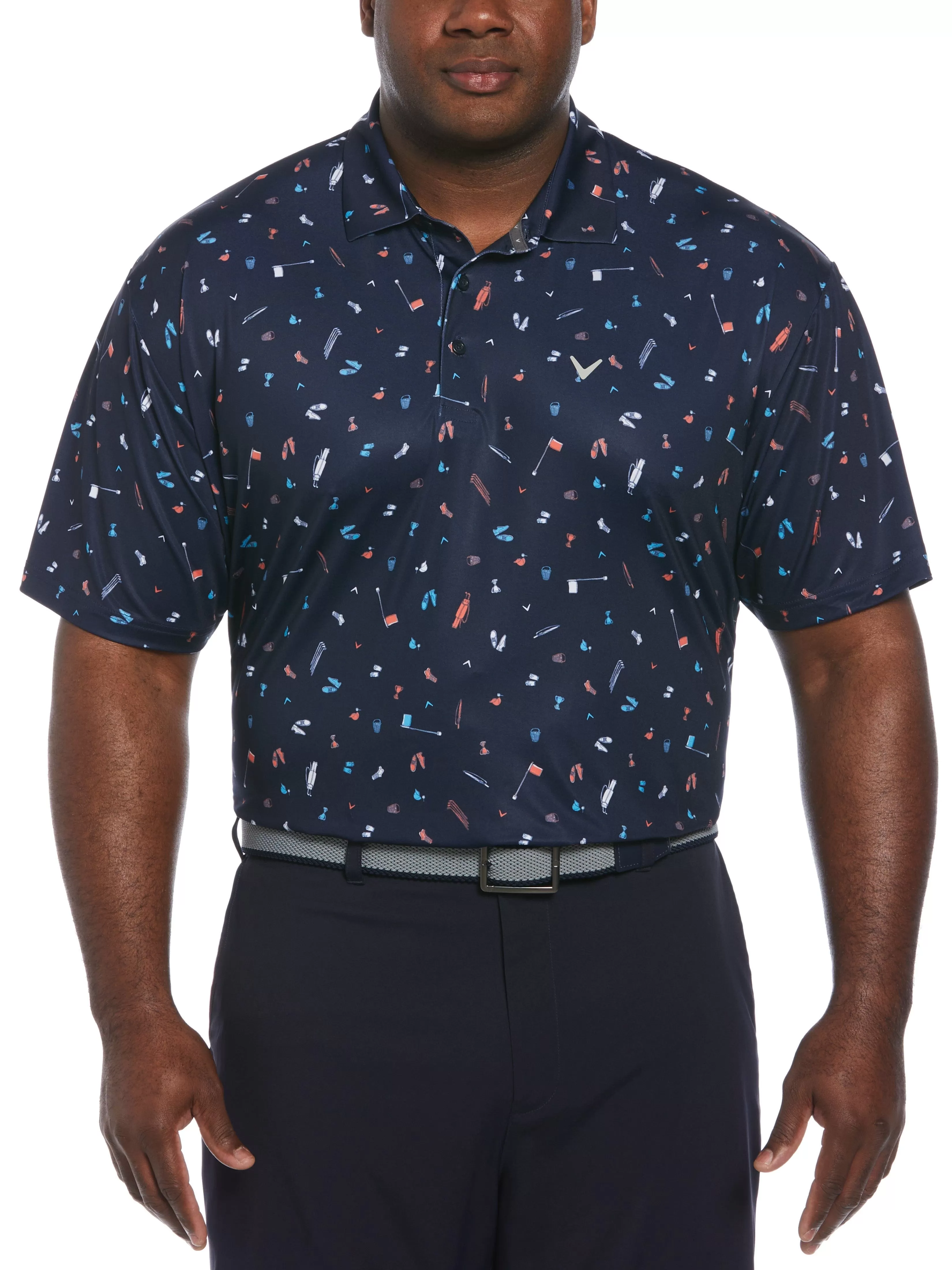 Big & Tall Short Sleeve All Over Tee Time Print Polo