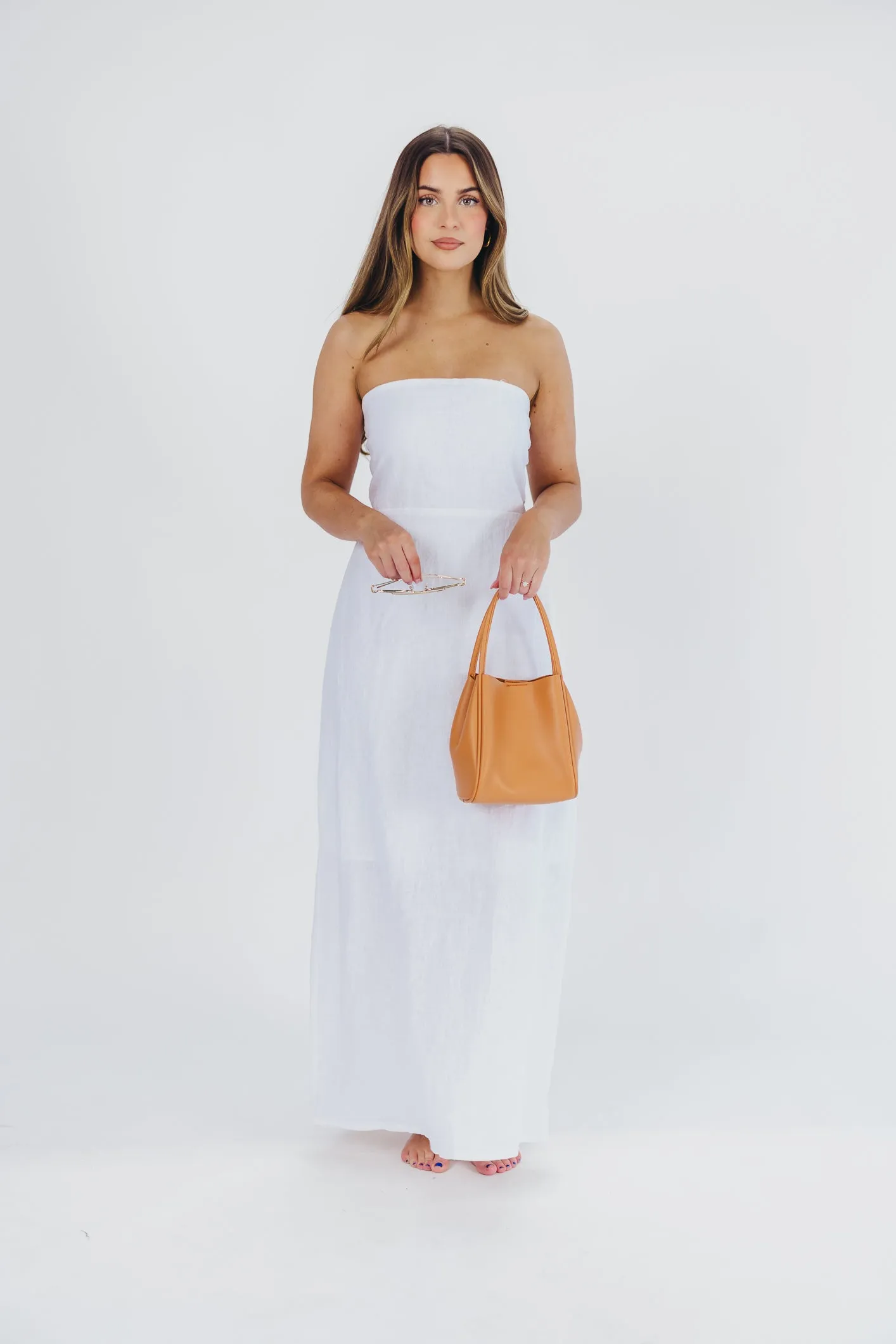 Blair Linen Maxi Dress in Off-White