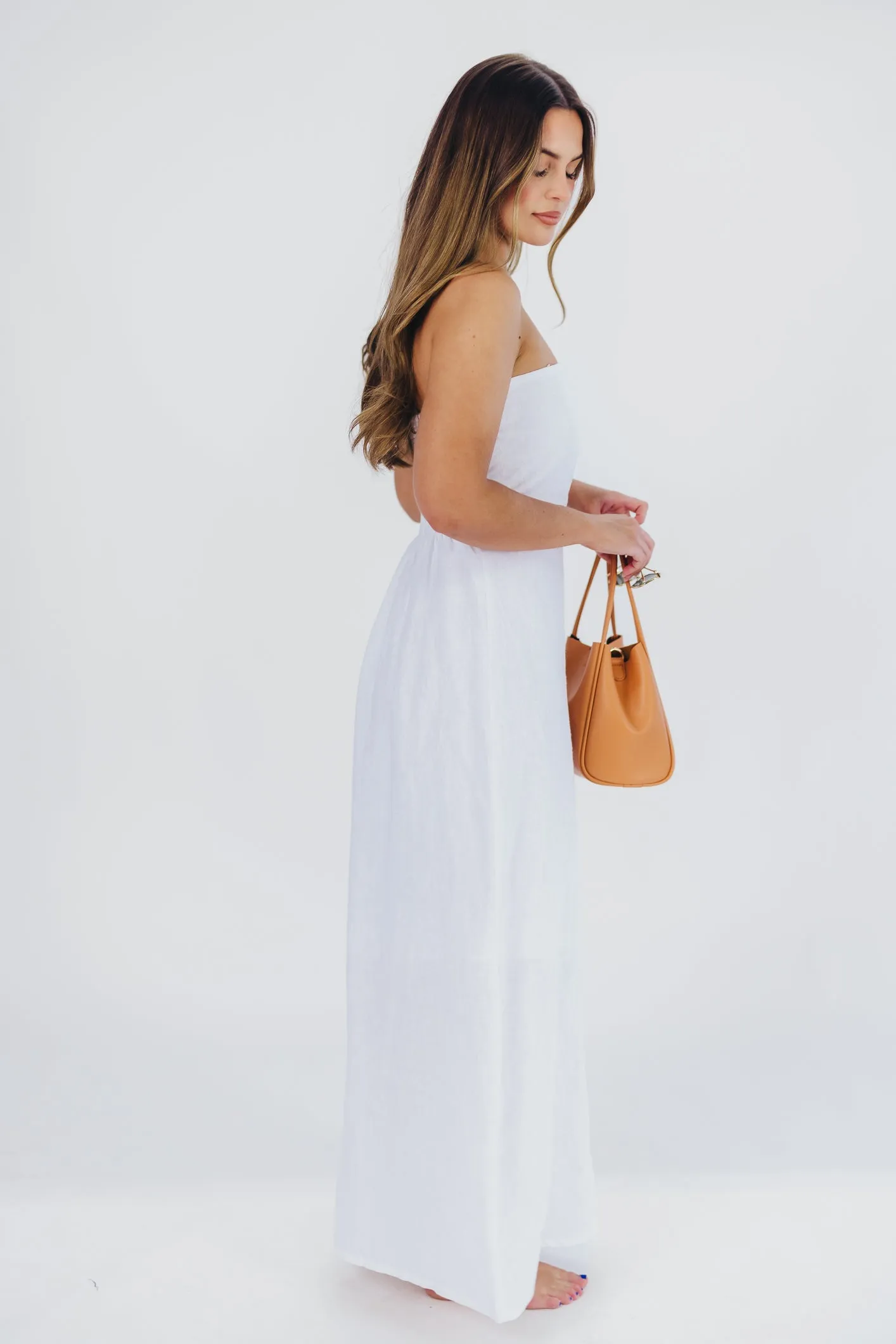 Blair Linen Maxi Dress in Off-White