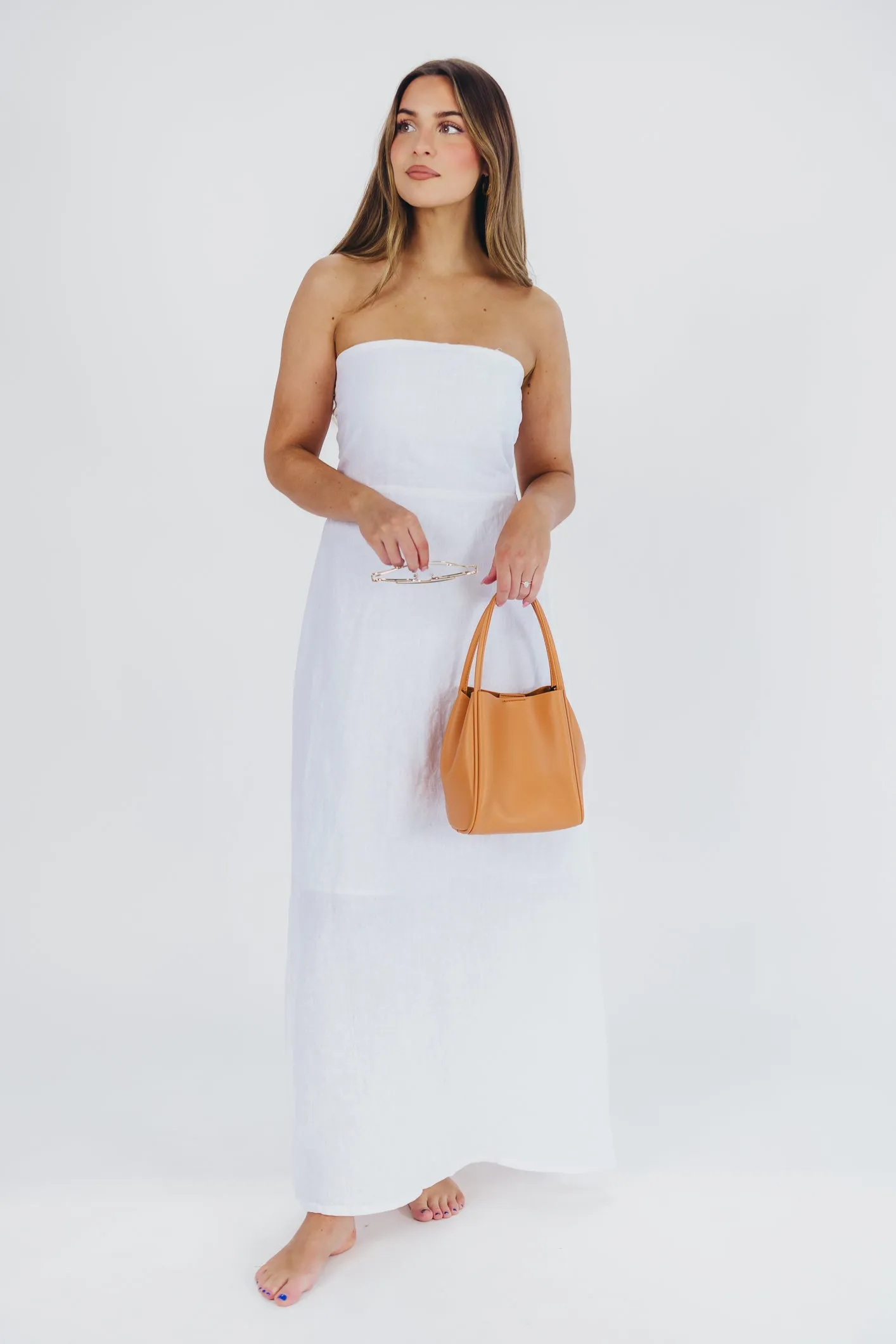 Blair Linen Maxi Dress in Off-White