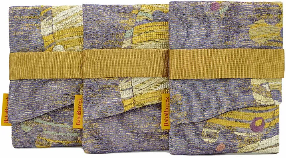 Blue Ocean Waves - Japanese vintage silk foldover pouch