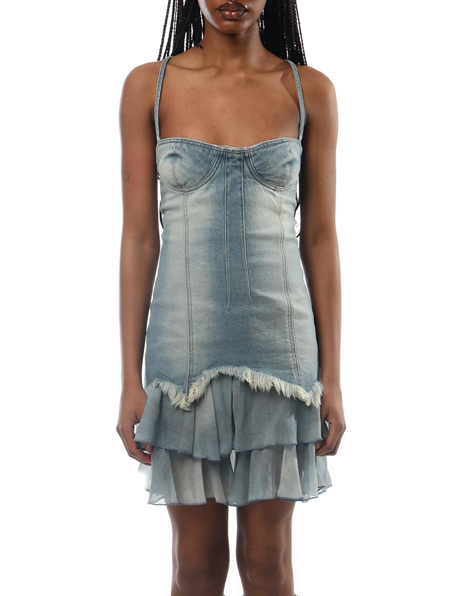 Blumarine Ruffled Denim Dress