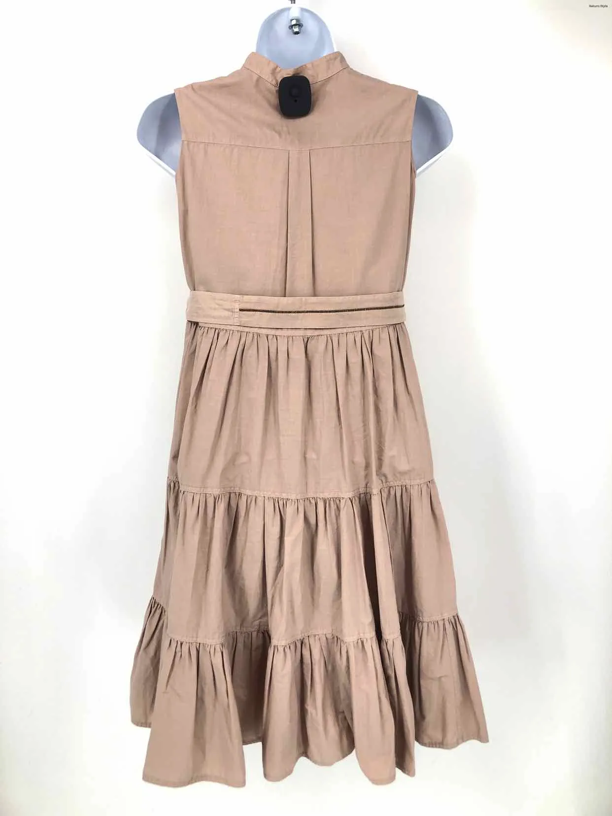 BRUNELLO CUCINELLI Tan Made in Italy Tank Tiered Size SMALL (S) Dress