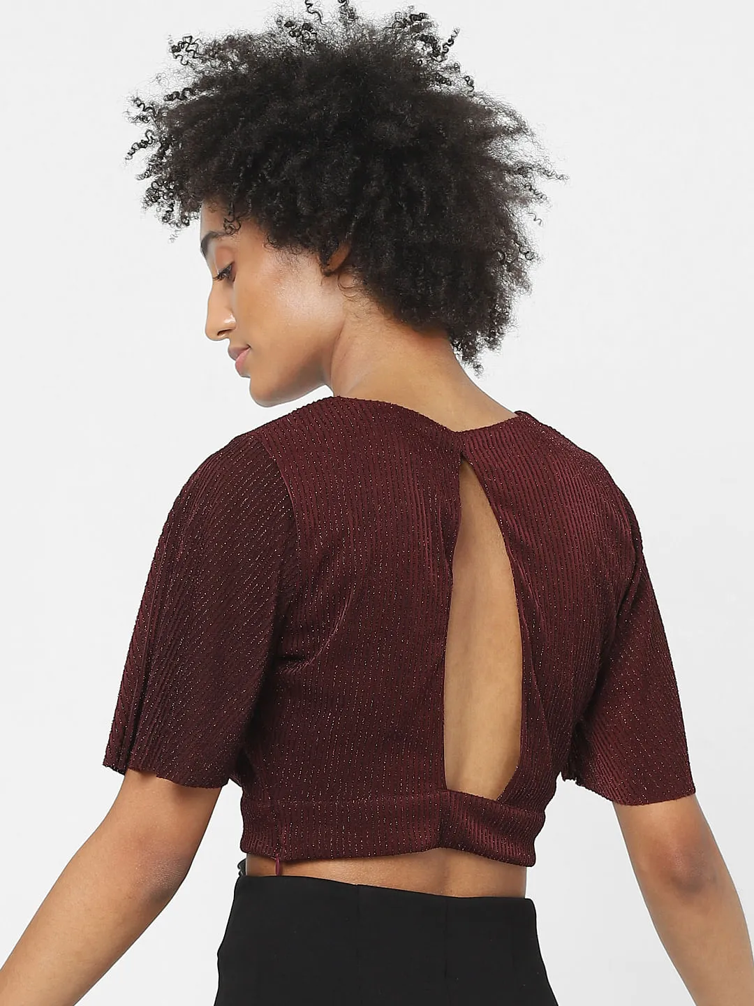 Buy Maroon Cut Out Crop Top for Women | ONLY | 161306501