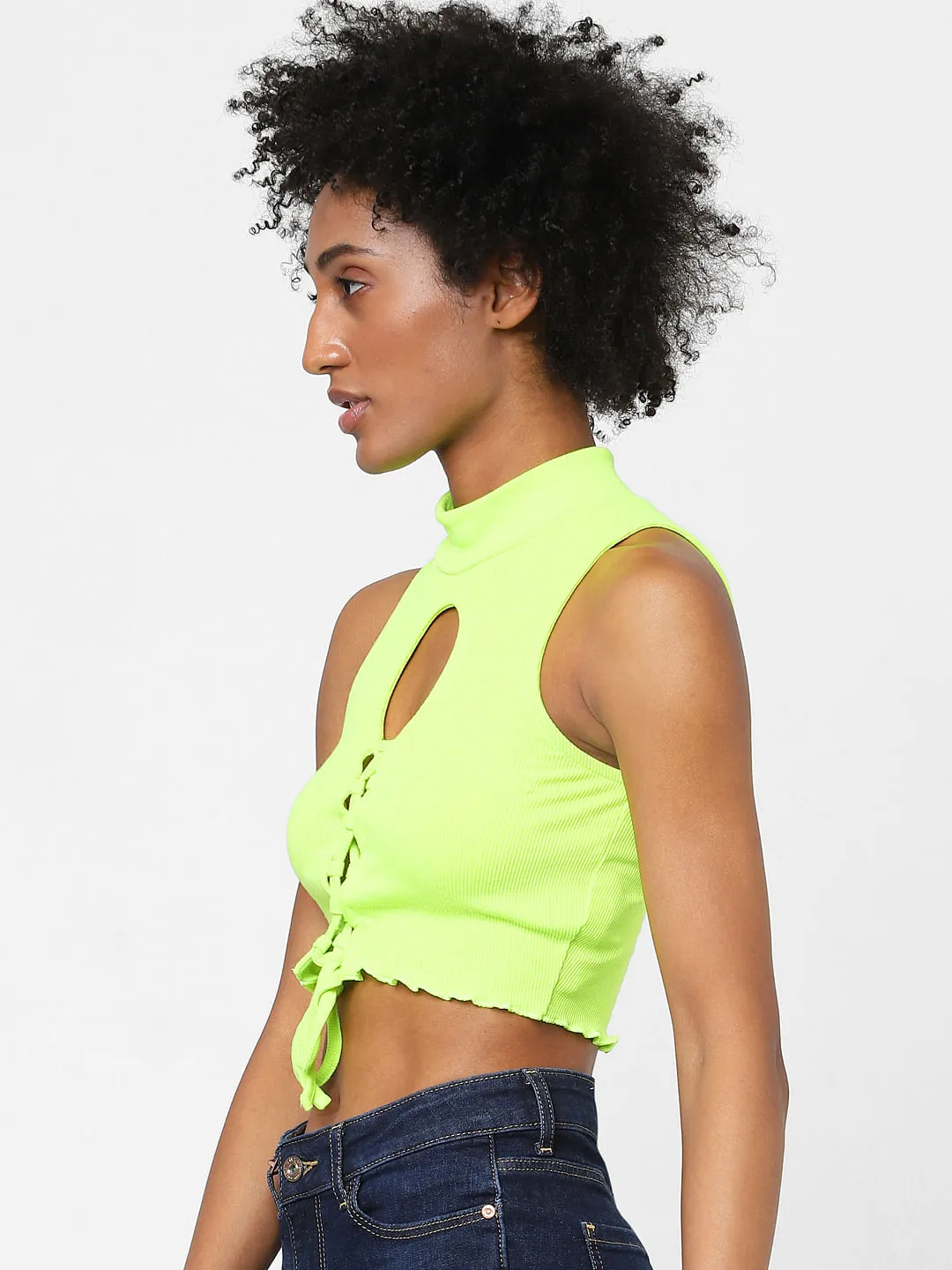 Buy Yellow Cut Out Crop Top for Women - ONLY