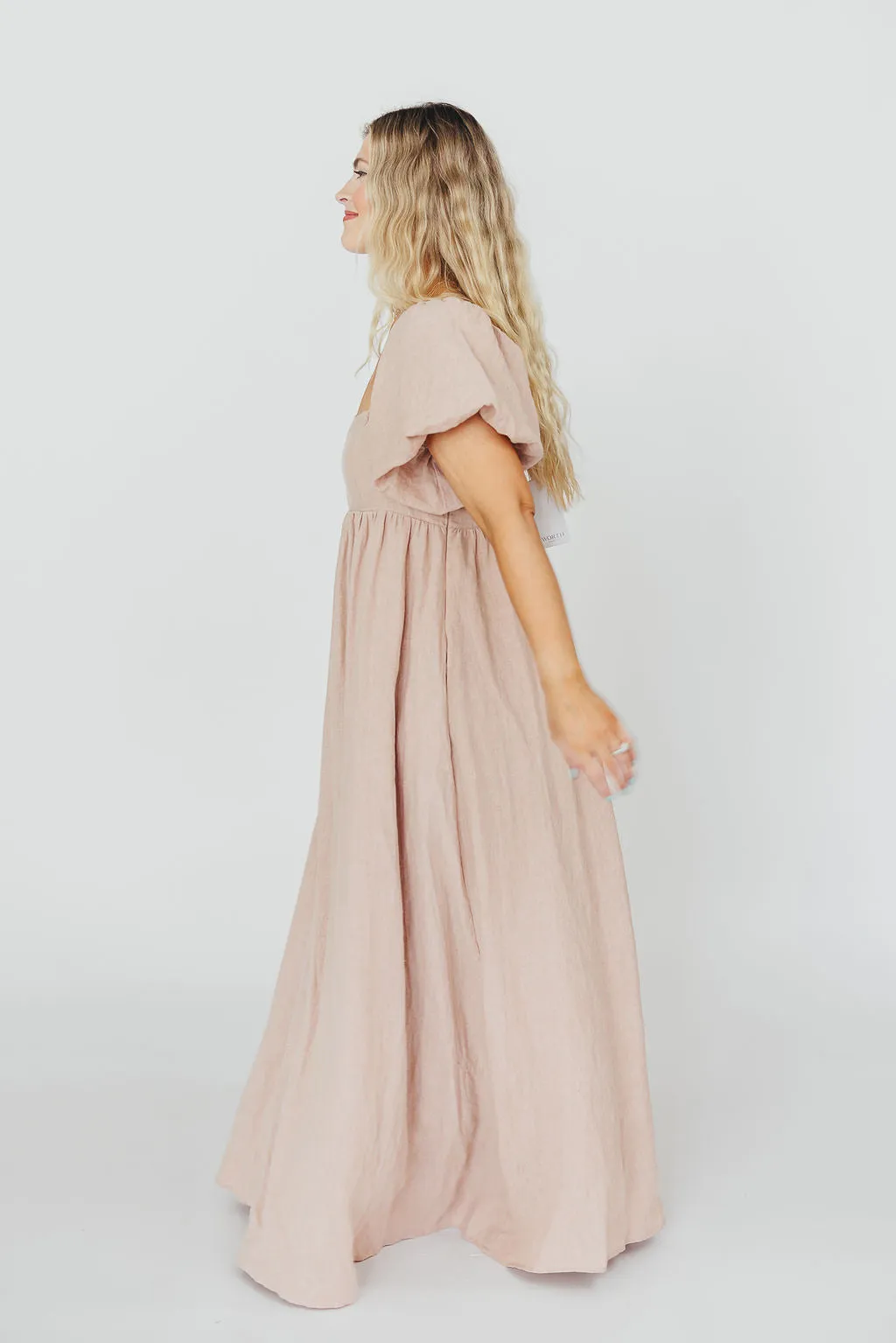 Candace Maxi Dress in Dusty Rose - 100% Linen - Bump Friendly