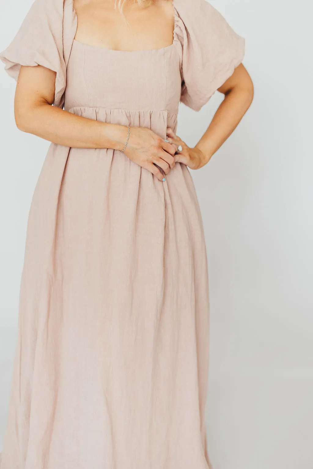 Candace Maxi Dress in Dusty Rose - 100% Linen - Bump Friendly