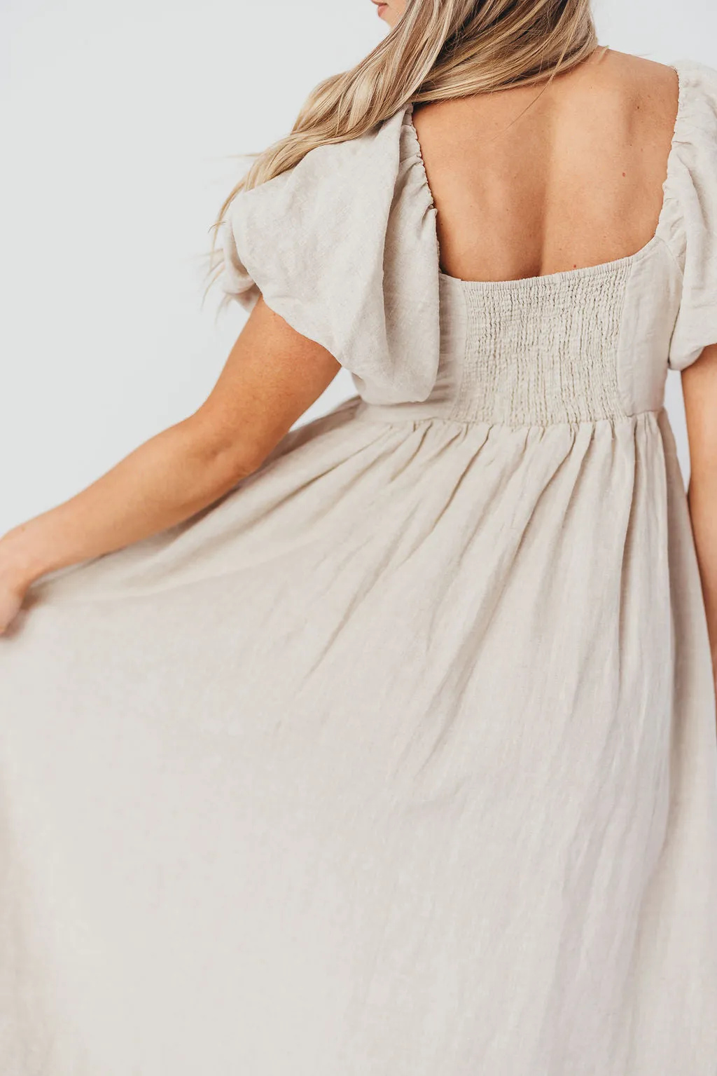 Candace Maxi Dress in Natural - 100% Linen - Bump Friendly