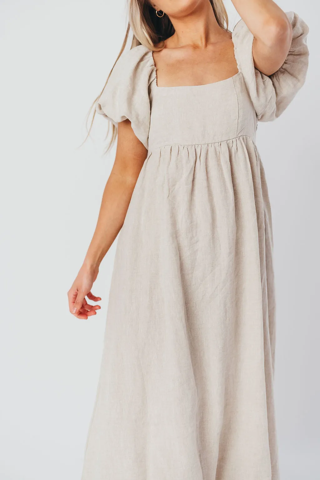 Candace Maxi Dress in Natural - 100% Linen - Bump Friendly