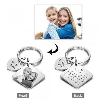 CAS102625 - Personalized Calendar & Photo keyring, Stainless Steel