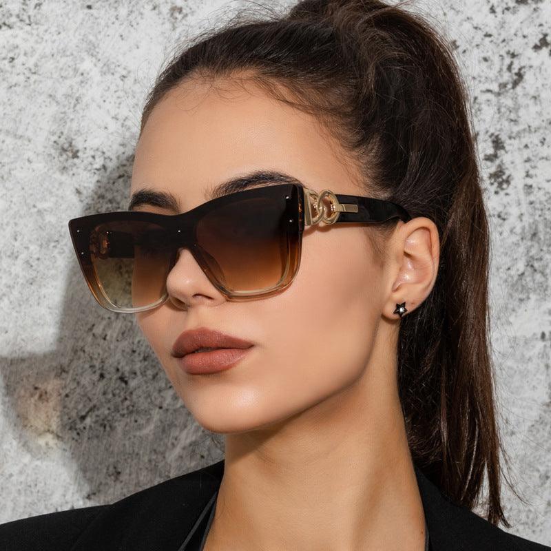 Cat Eye Rice Nail Sunglasses Big Frame