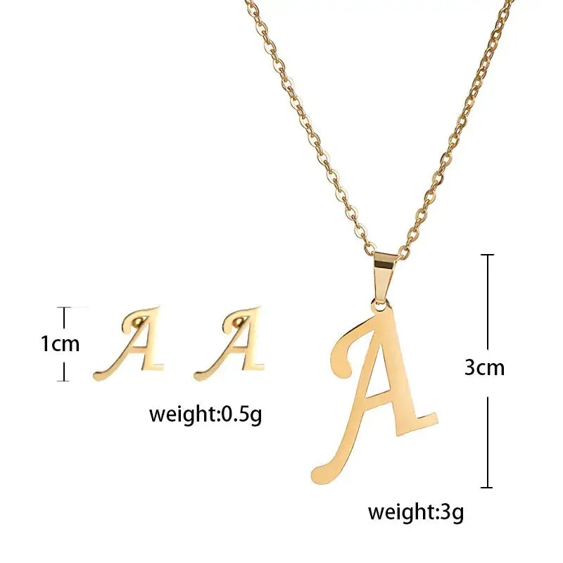 Charm Stainless Steel Initial Pendant Necklace For Women S4489488