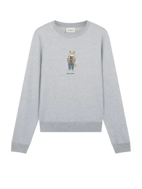 Cotton sweatshirt with dressed fox print