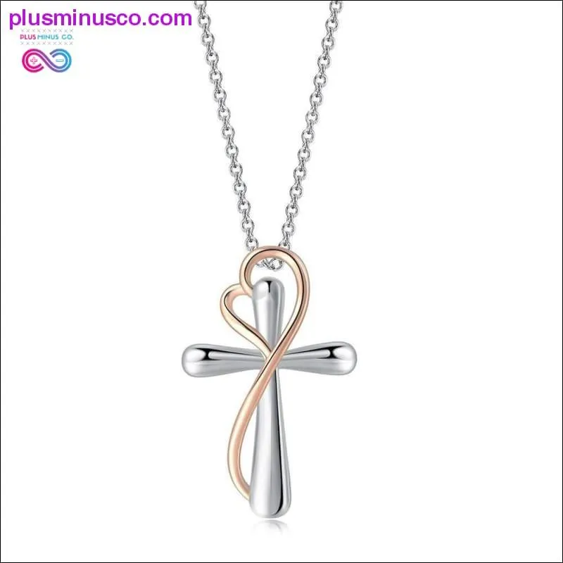 Cross Heart Pendants Necklace For Women Aesthetic Double