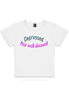 Curvy Depressed But Well Dressed Y2K Baby Tee Cherrykitten