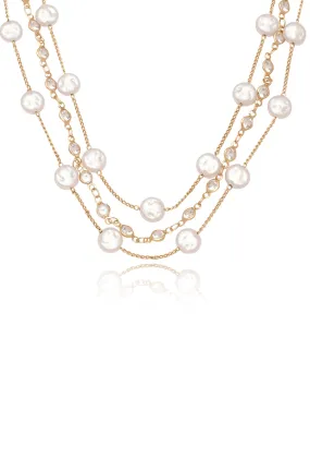 Dressed in Pearls Layered 18k Gold Plated Necklace