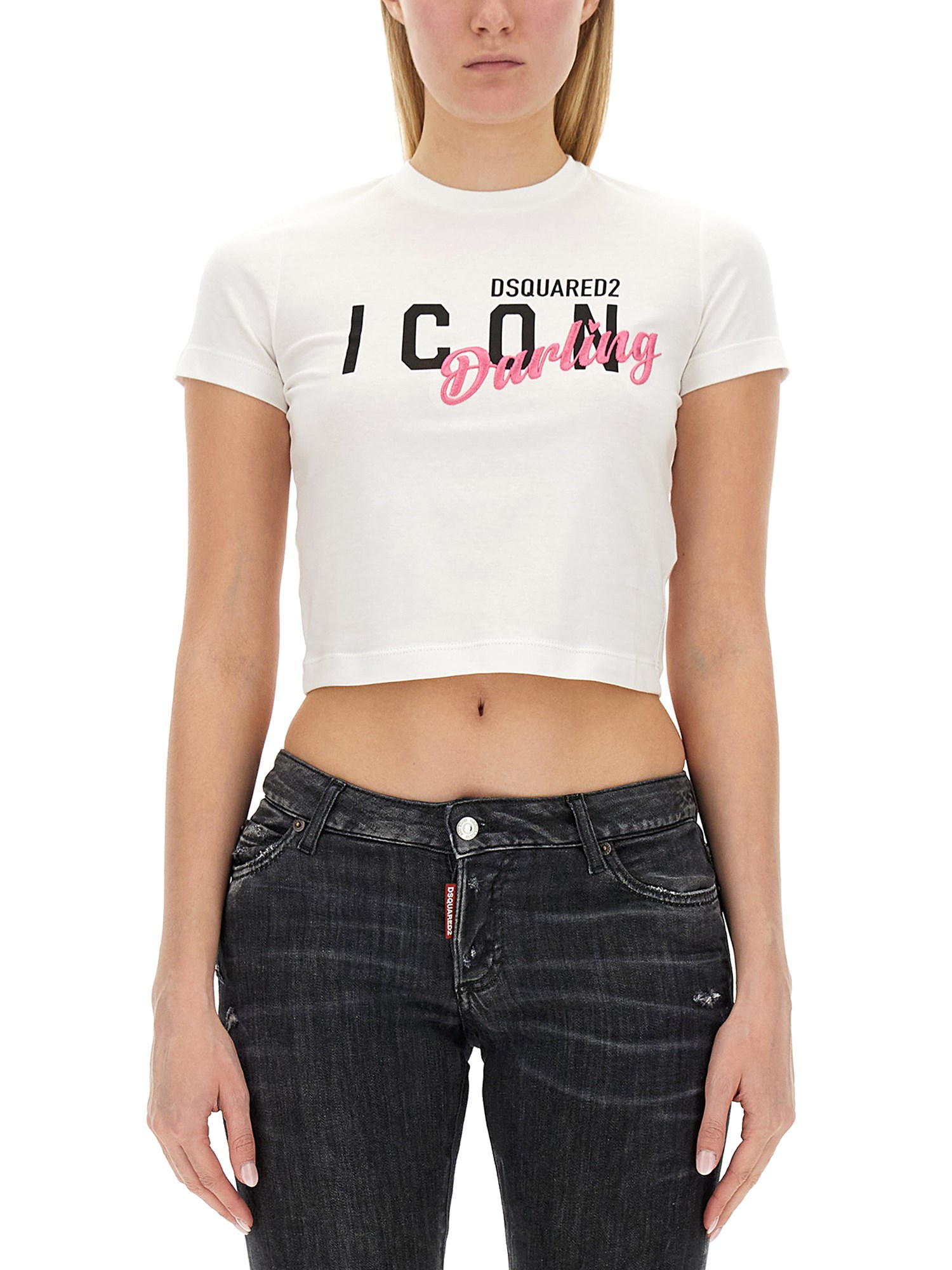 DSQUARED    ICON DARLING MINI FIT COTTON JERSEY T-SHIRT