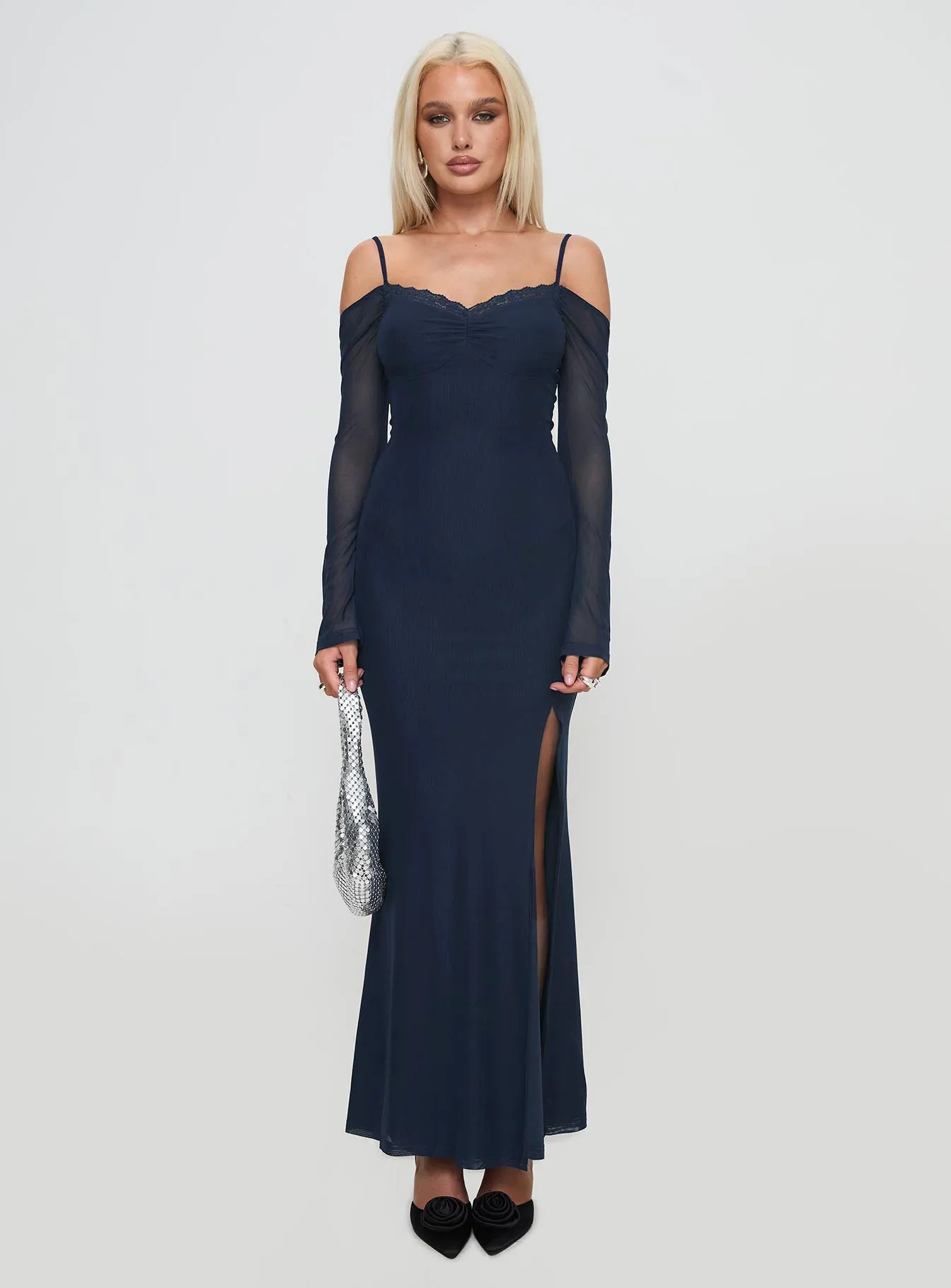 Edmone Long Sleeve Maxi Dress Navy