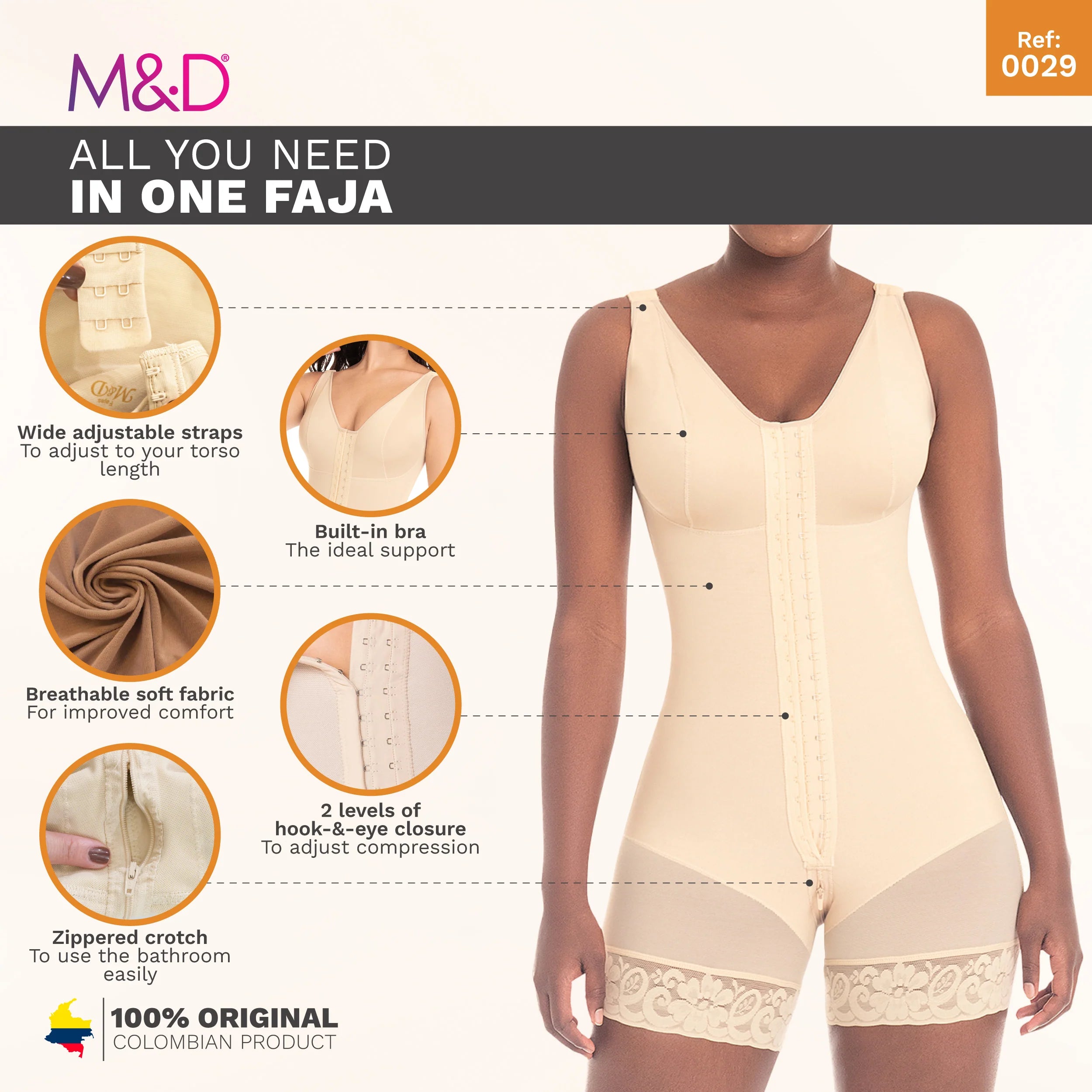 FAJAS MYD 0029 MID THIGH BODY SHAPER FOR WOMEN / POWERNET