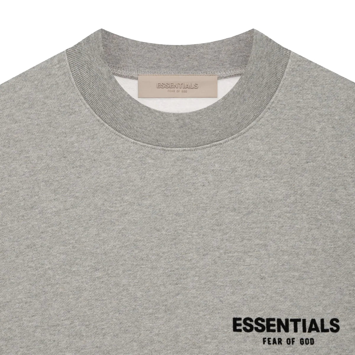 FEAR OF GOD Essentials Felt Logo Crewneck Sweatshirt Dark Oatmeal