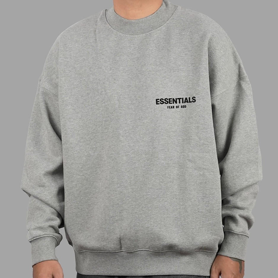 FEAR OF GOD Essentials Felt Logo Crewneck Sweatshirt Dark Oatmeal