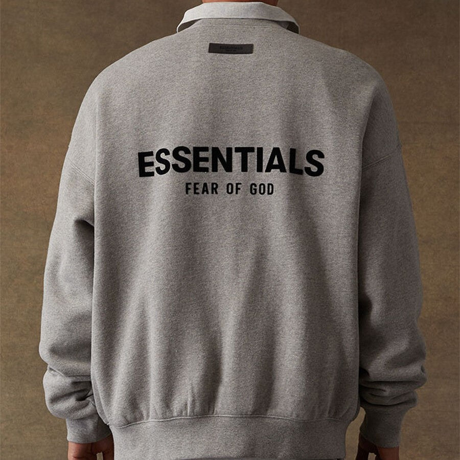 FEAR OF GOD Essentials Felt Logo Crewneck Sweatshirt Dark Oatmeal