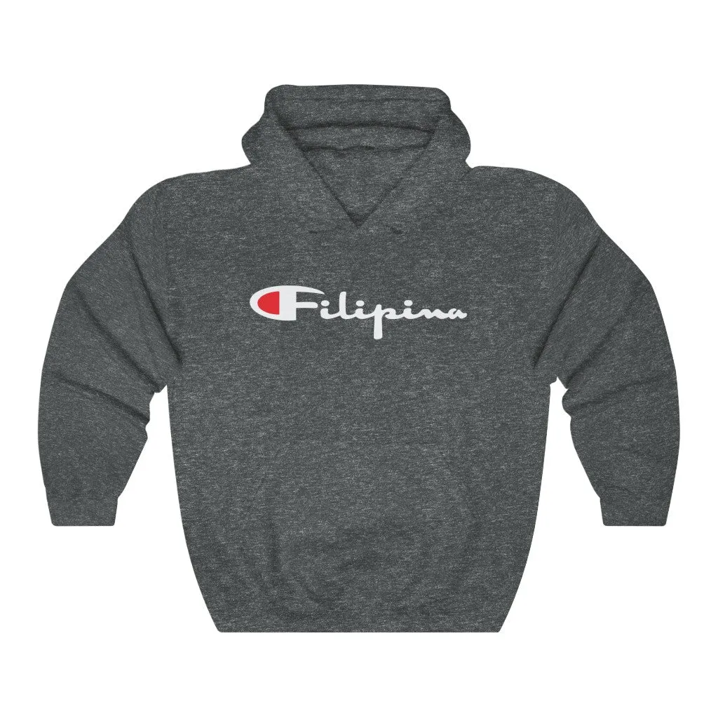 Filipina White Champion Heavy Blend Hooded Sweatshirt