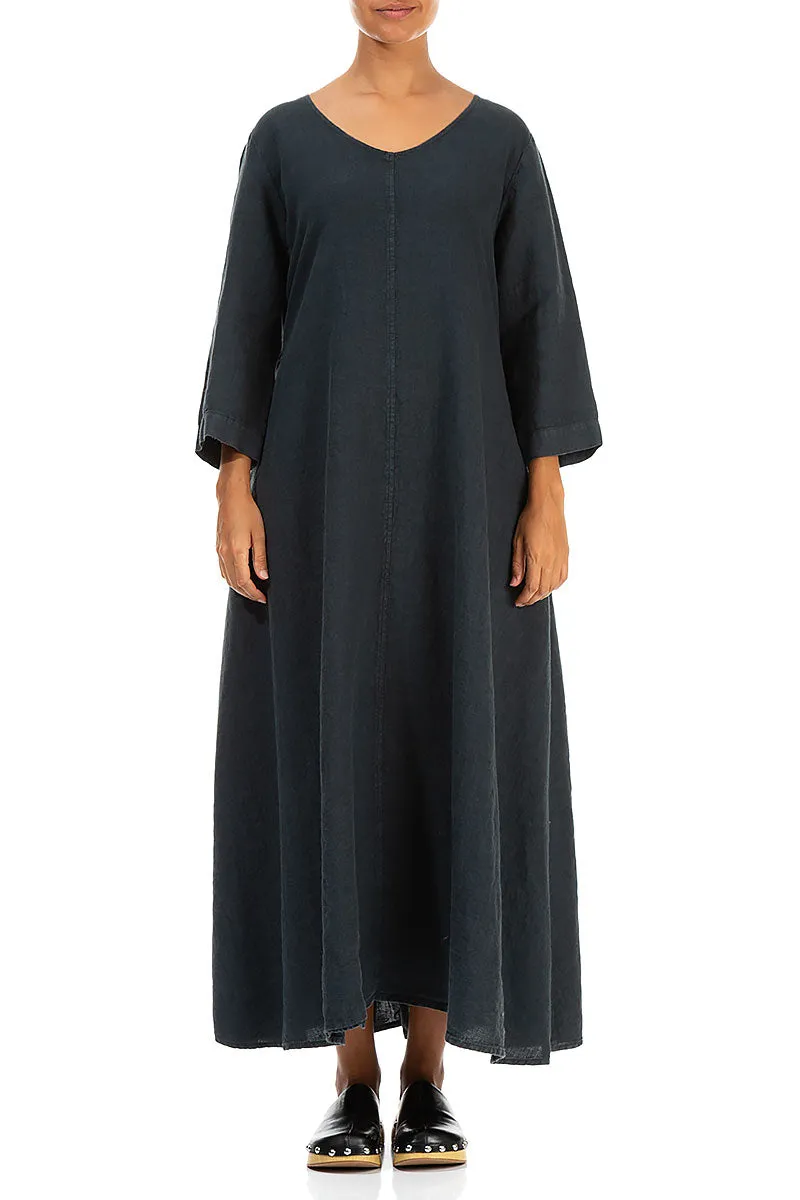 Floaty Graphite Linen Maxi Dress