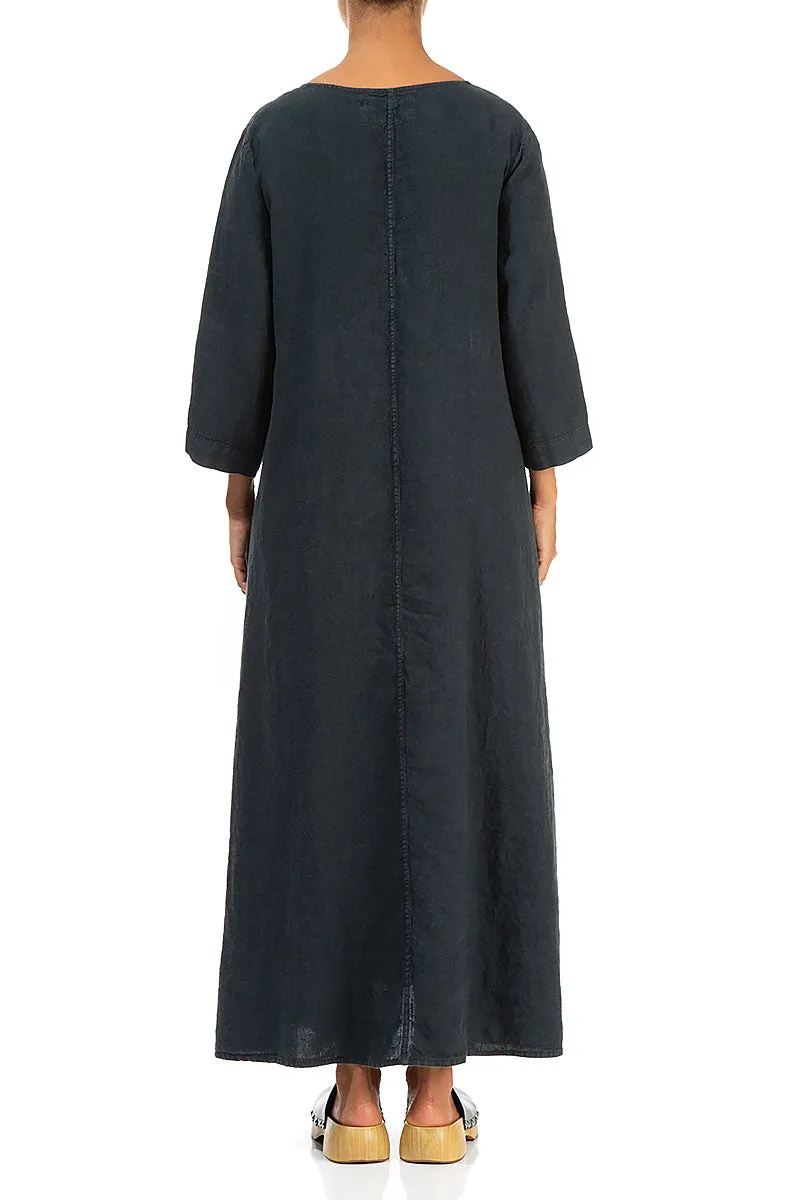 Floaty Graphite Linen Maxi Dress