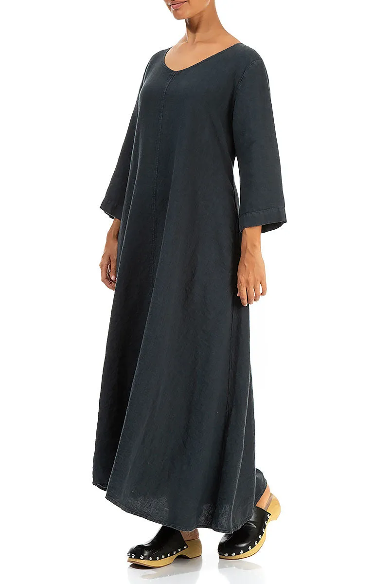 Floaty Graphite Linen Maxi Dress