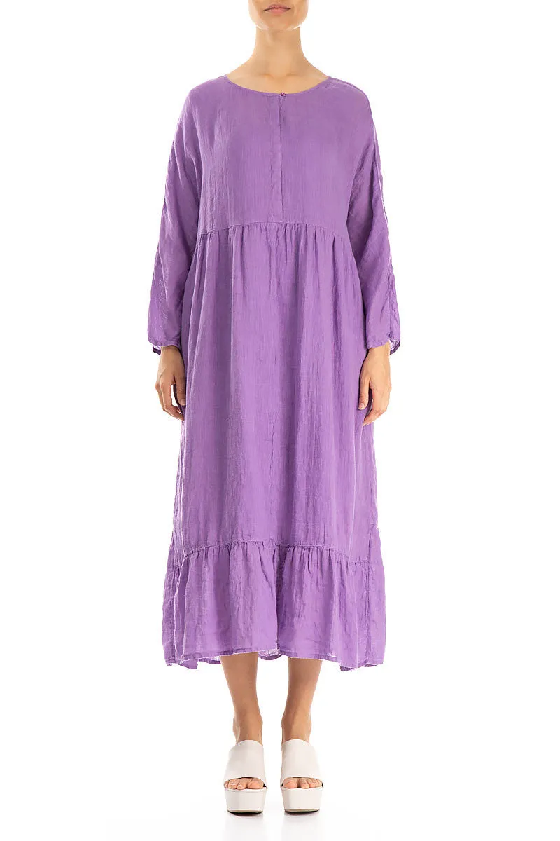 Frilled Lilac Gauze Linen Maxi Dress