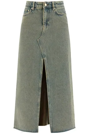 Ganni Long Overdyed Denim Maxi Skirt   Blue