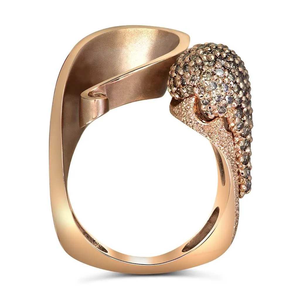 Gold Calla Ring with Champagne Diamonds