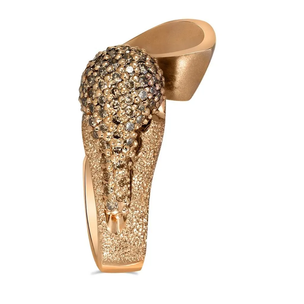 Gold Calla Ring with Champagne Diamonds