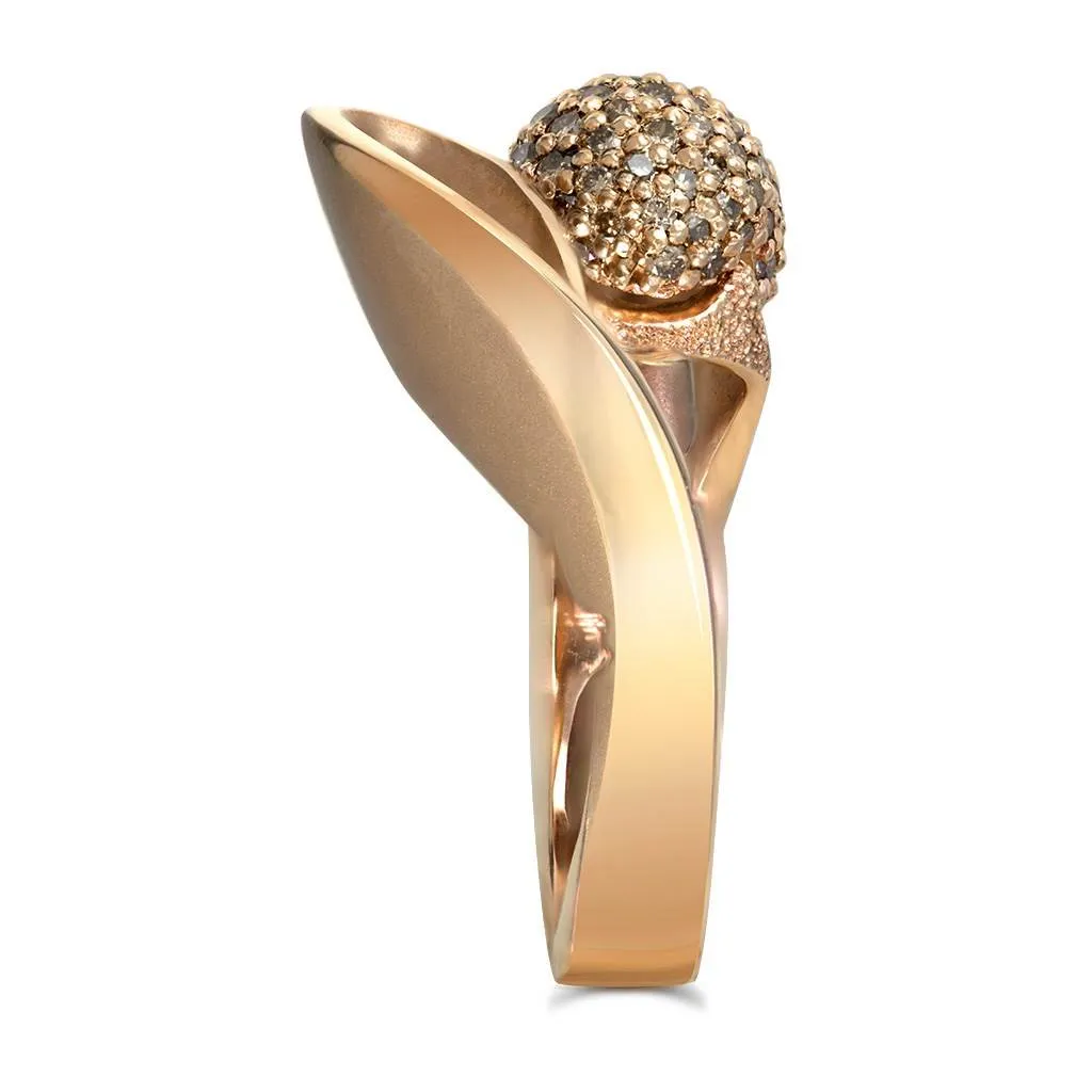 Gold Calla Ring with Champagne Diamonds