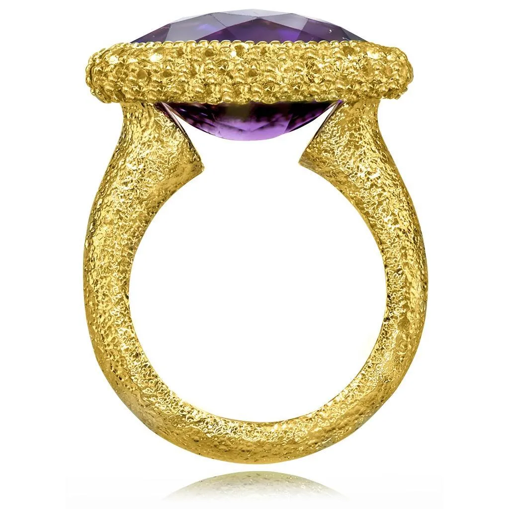 Gold Cocktail Ring with Amethyst & Yellow Sapphires