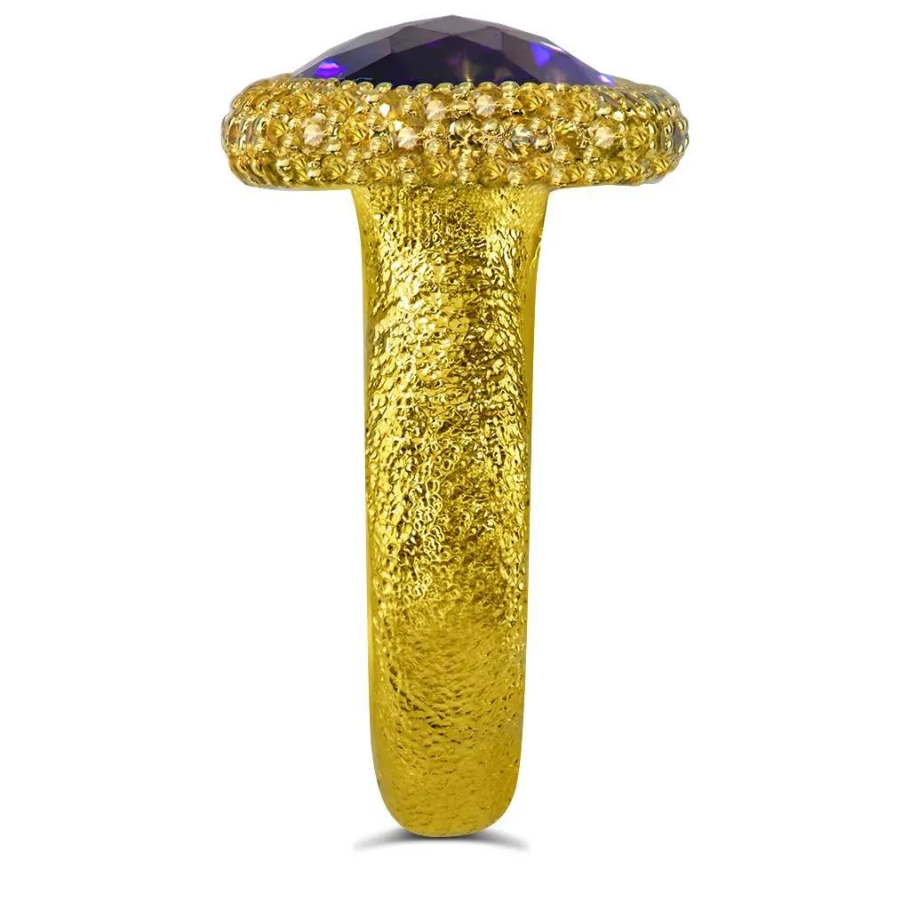 Gold Cocktail Ring with Amethyst & Yellow Sapphires