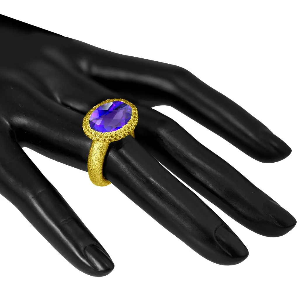 Gold Cocktail Ring with Amethyst & Yellow Sapphires