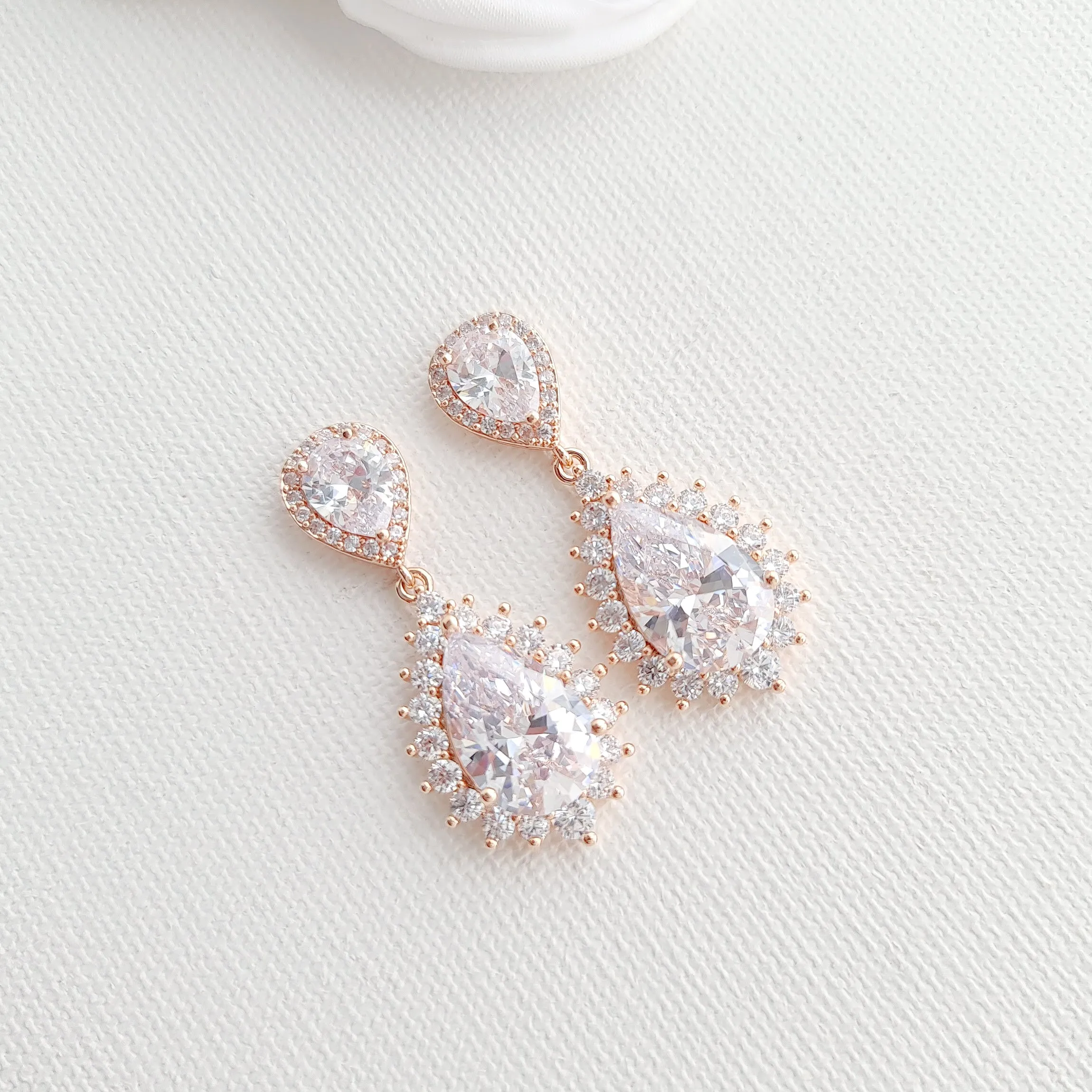 Gold Plated Teardrop Earrings for Brides & Women-Raya