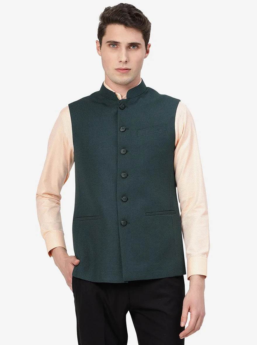 Green Solid Regular Fit Modi Jacket | JadeBlue